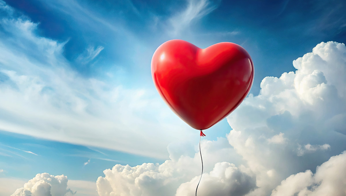 heart balloon in clouds